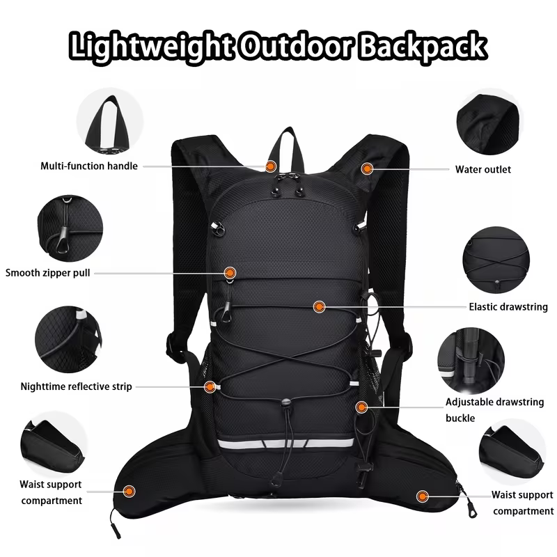 Minimalistischer Outdoor Sport & Wanderrucksack | Leicht, Großes Volumen & Trinksystem-kompatibel