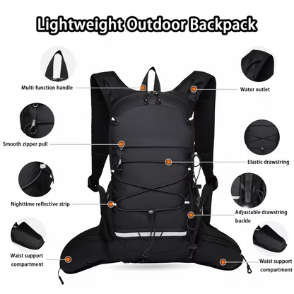 Minimalistischer Outdoor Sport & Wanderrucksack | Leicht, Großes Volumen & Trinksystem-kompatibel